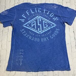 Affliction XL grunge punk rock embroidered logo Y2K v-neck quarter‎ button biker